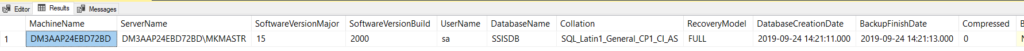 SQL Server result grid from RESTORE HEADERONLY