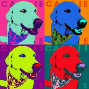 Andy Warhol style pop art of my departed dog Callie, who we called C. 