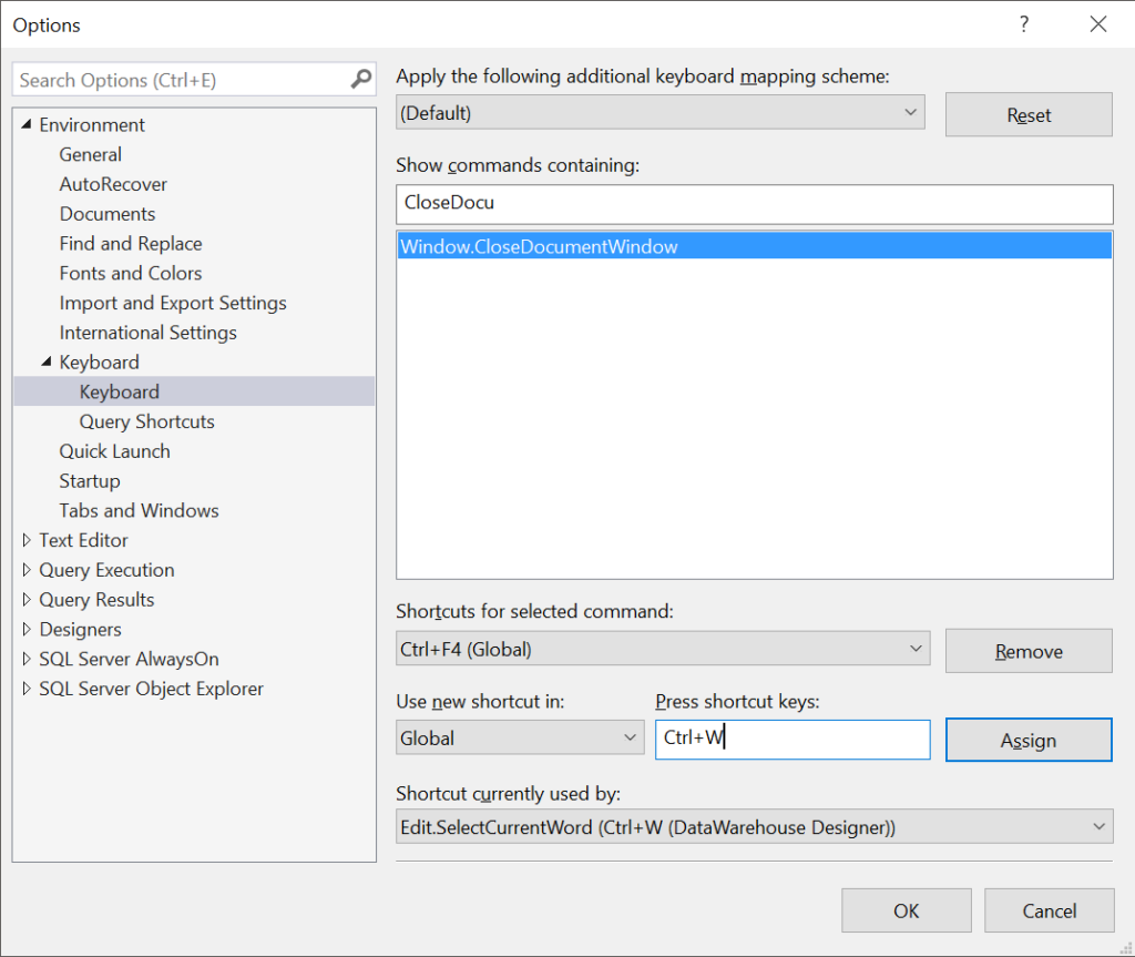 Keyboard shortcut to close a query tab in SSMS - Andy M Mallon - AM²